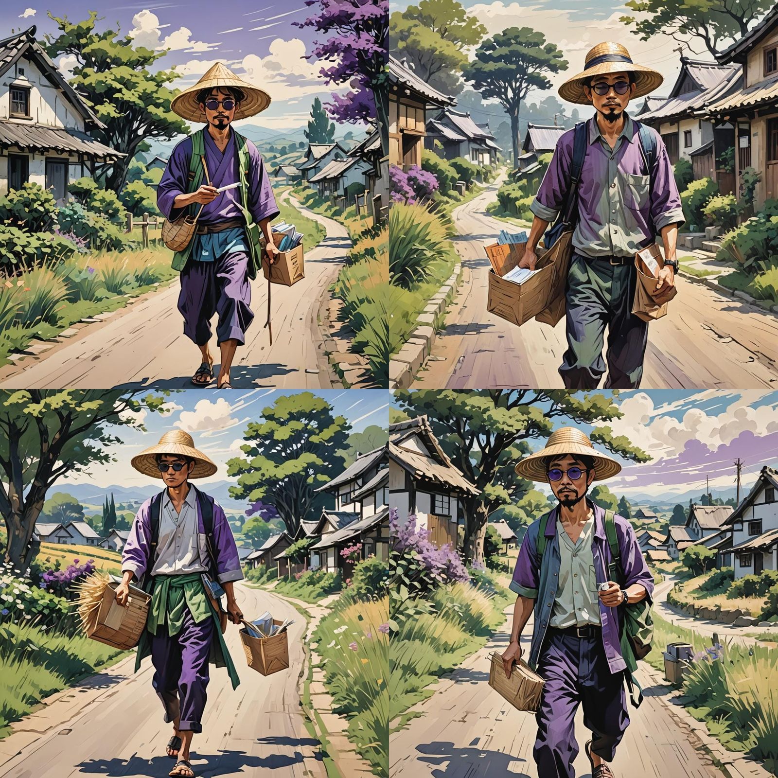 Oriental Man Delivering Leaflets: Epic Illustration