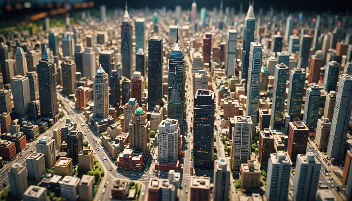 Anime Art of a Miniature Universe City Model