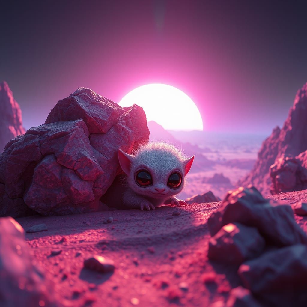 Furry Creature on Alien Planet in Fantasy Style