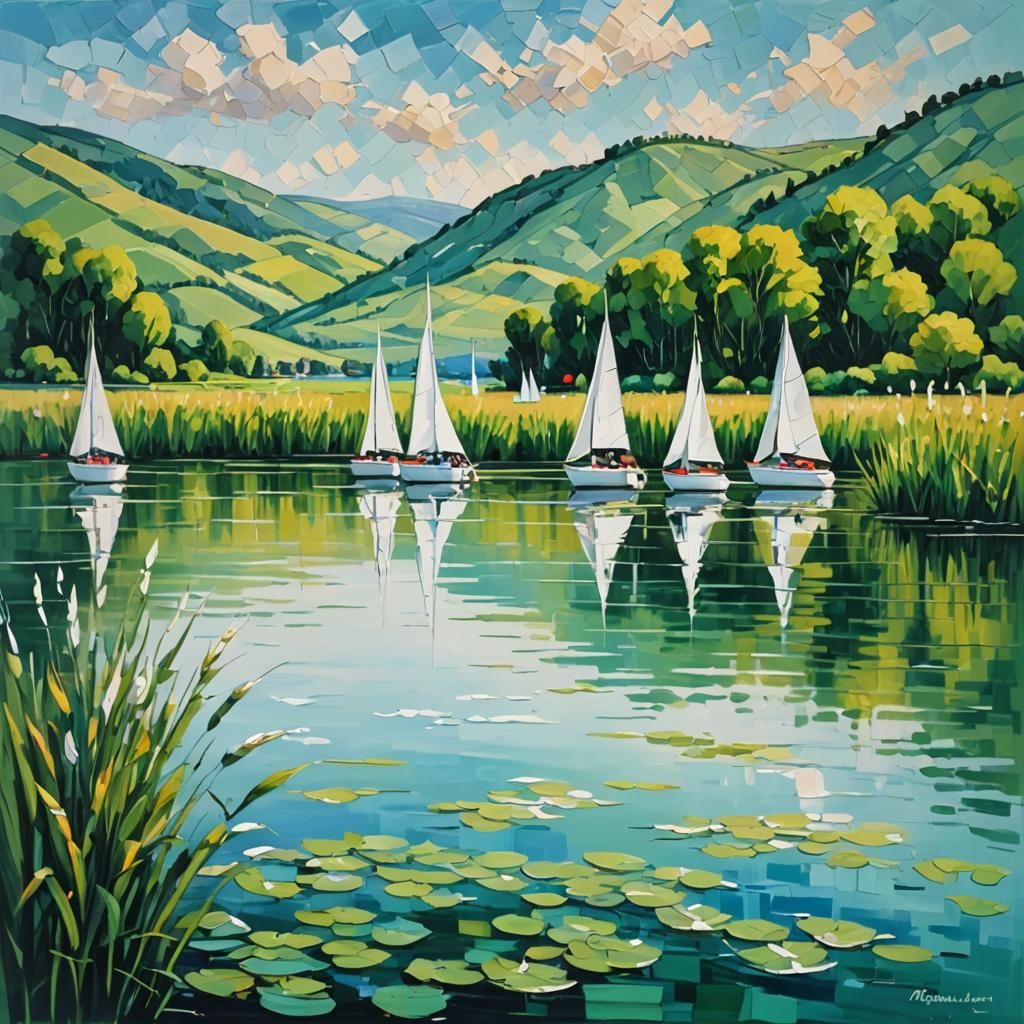 Lake Balaton in Impressionist Acrylic Painting