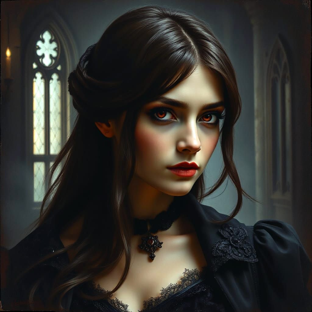 Hauntingly Beautiful Vampiress Portrait