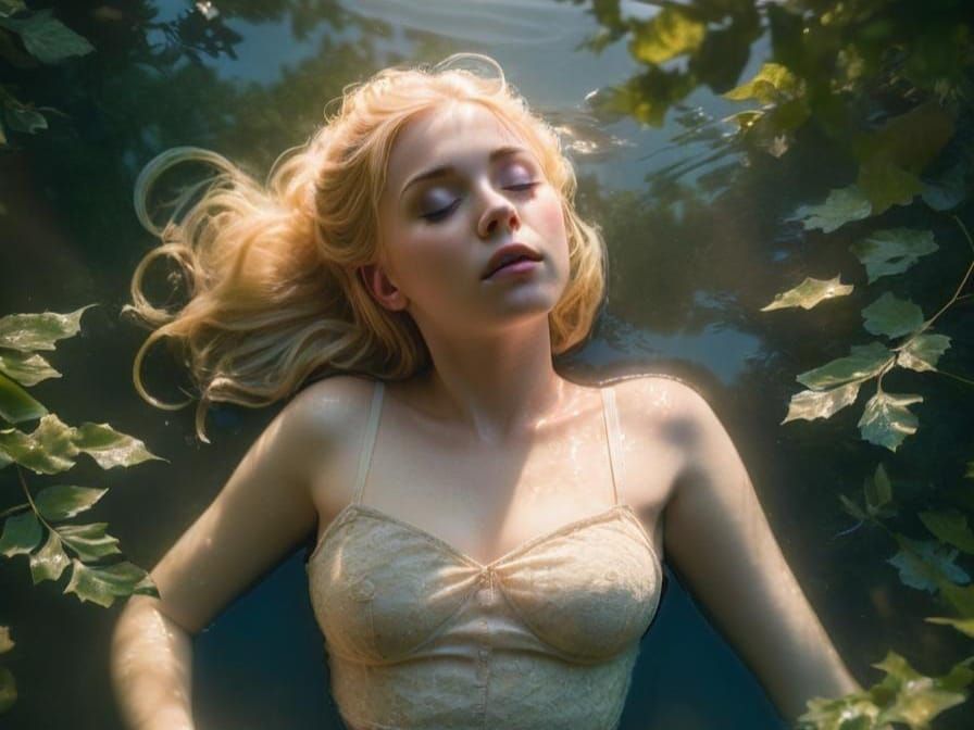 Ophelia in Water: Cinematic Film Still