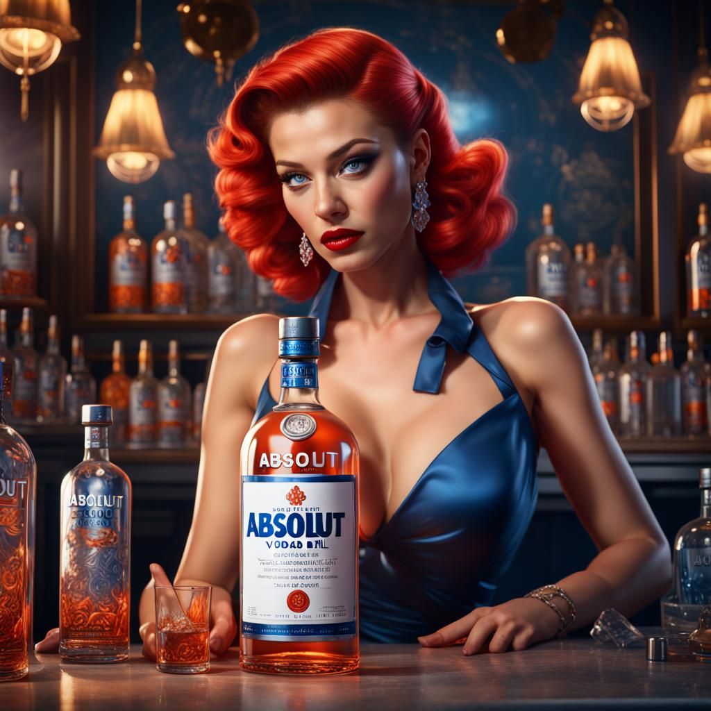 Hyperrealistic Pinup Girl for Absolut Vodka