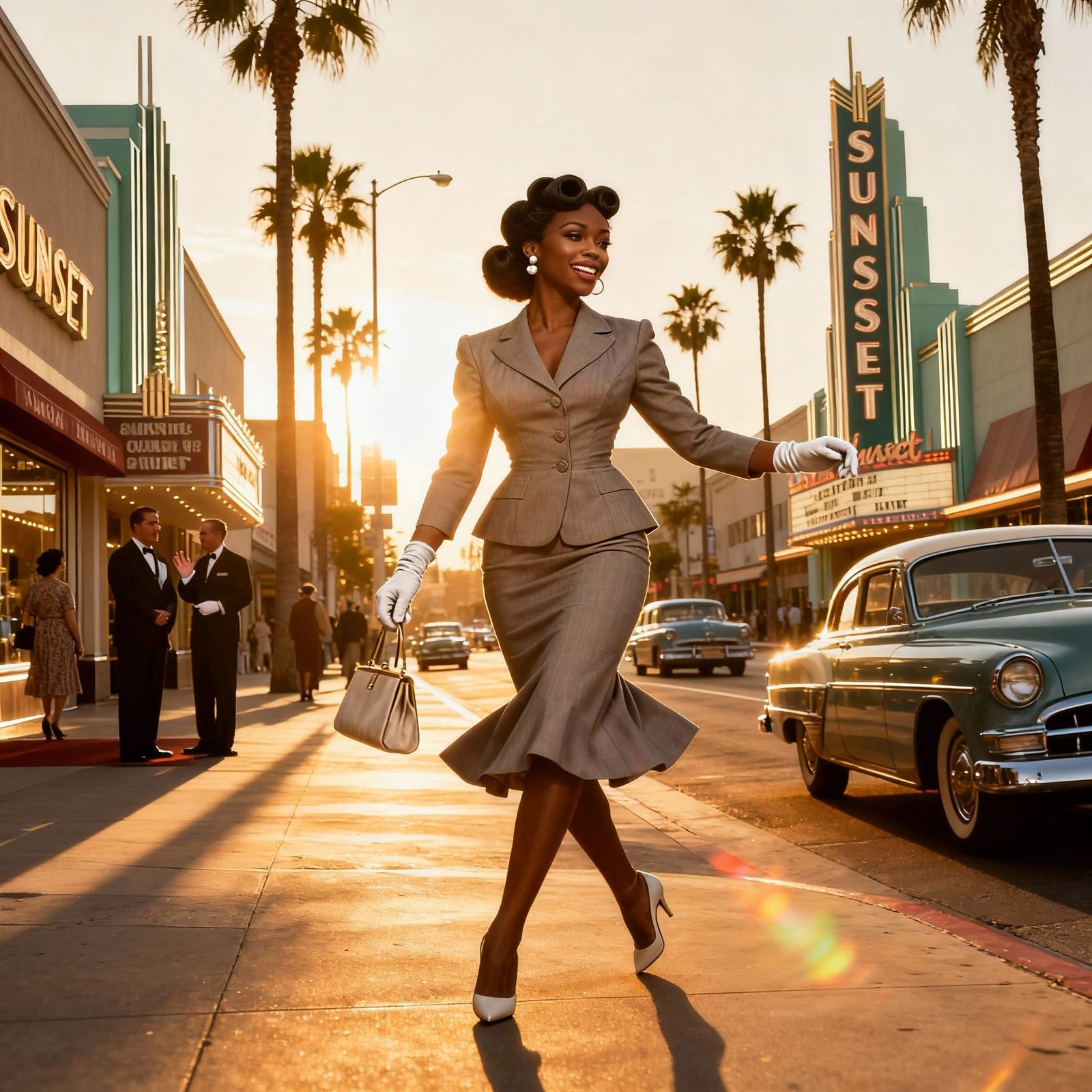 1950s Sunset Boulevard Fashion Model Cinematic Video