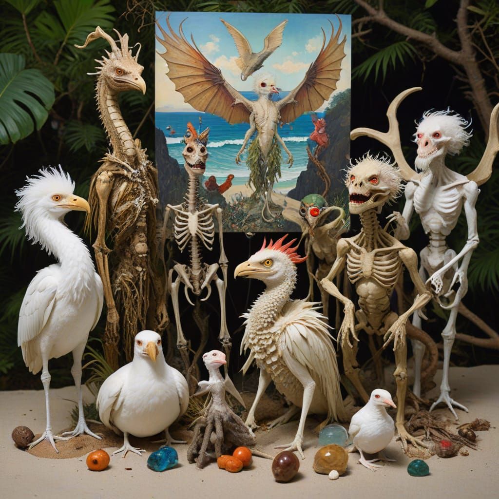 Cryptid Party on Moreau's Island with Klimt and Mucha Styles