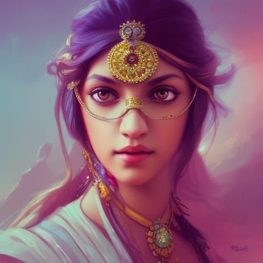 Indian Gaming Princess Portrait in Hyperdetailed Style