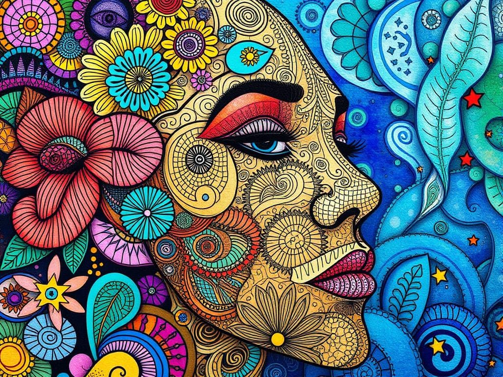 Colorful Surreal Zentangle Abstract Art