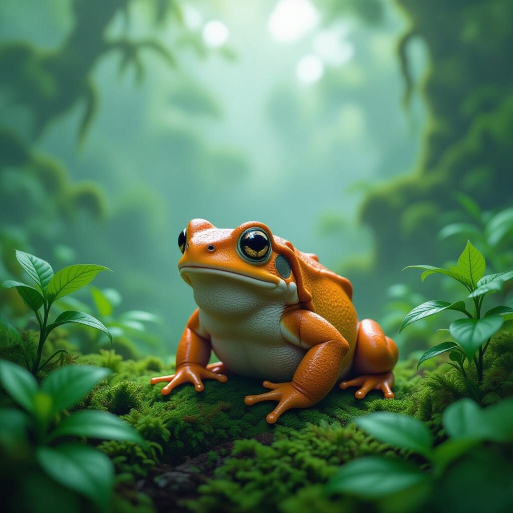 Golden Toad in Elfin Cloud Forest Illustration