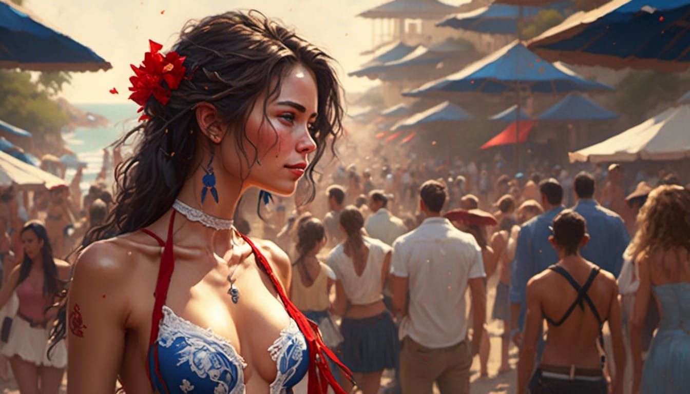 Brazilian Beach Beauty in Hyperdetailed Digital Art