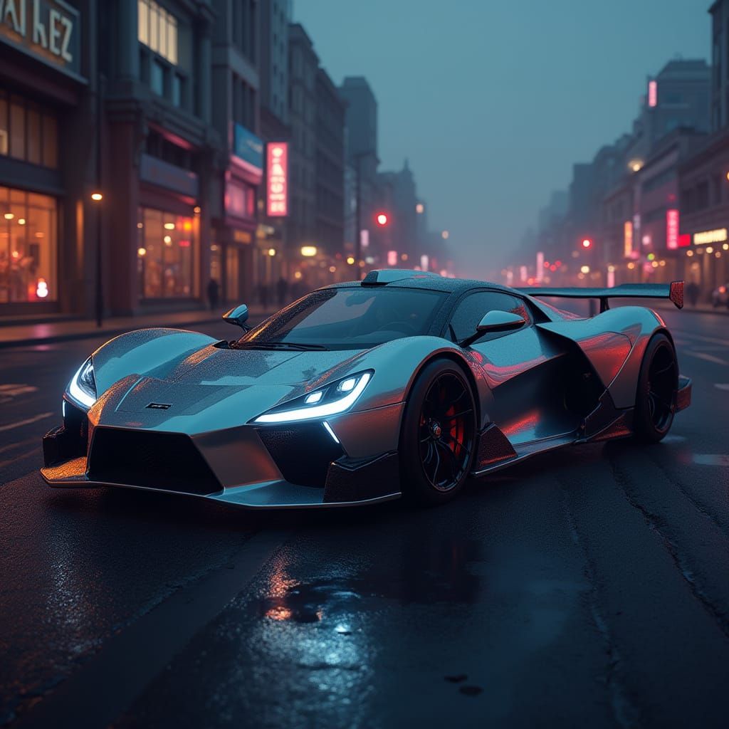 Futuristic Sports Car with Legendary, Cyberpunk-Style Body