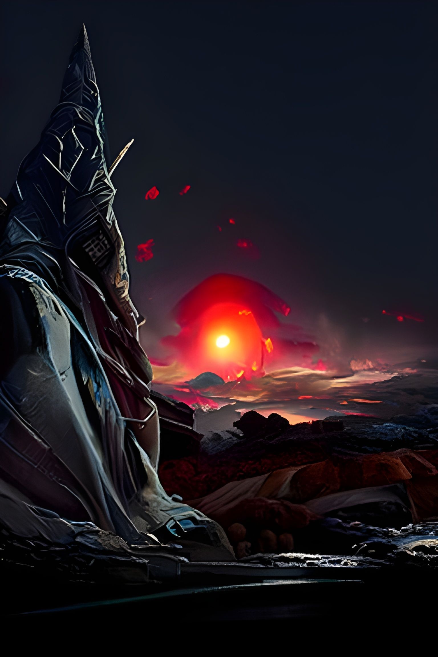 Volcanic Eruption in Sci-Fi Fantasy Landscape