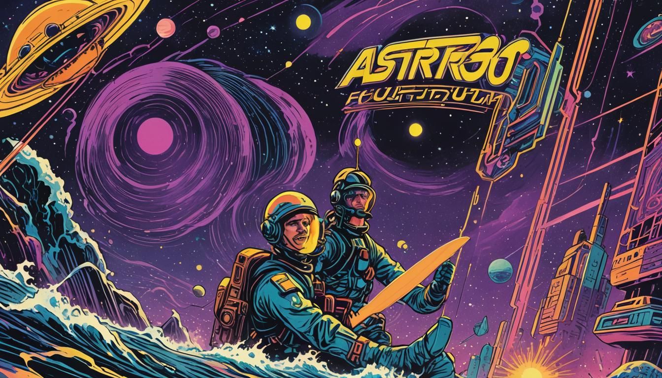 Retro Sci-Fi Comic Book Cover in Astro Futurism Style