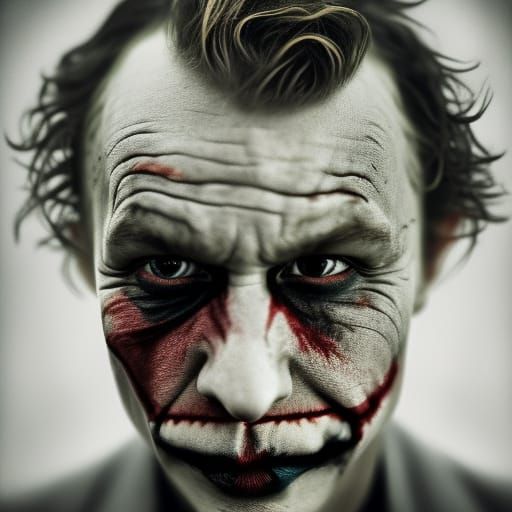 Heath Ledger Joker Portrait in Gritty Realism