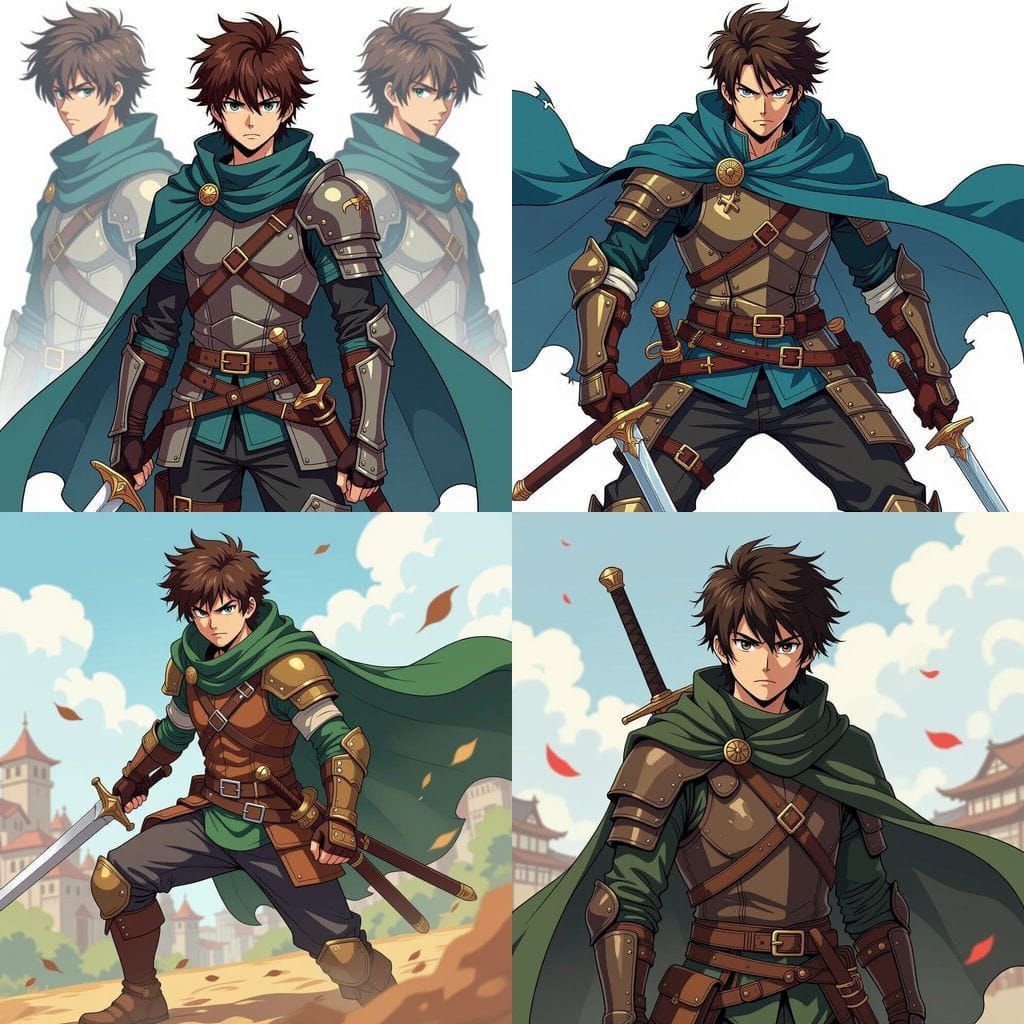 Young Swordsman in Battle Manga Style