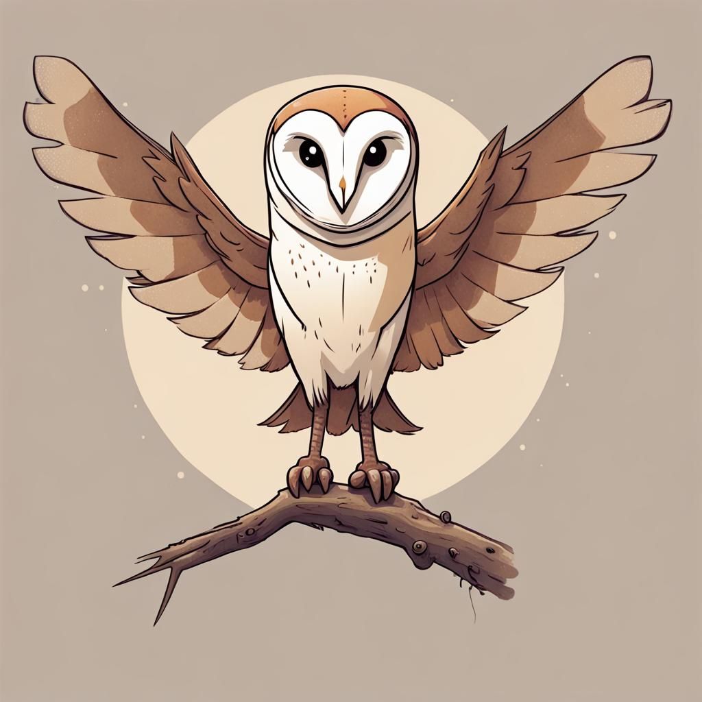 Anthropomorphic Barn Owl Character in Cartoon Style