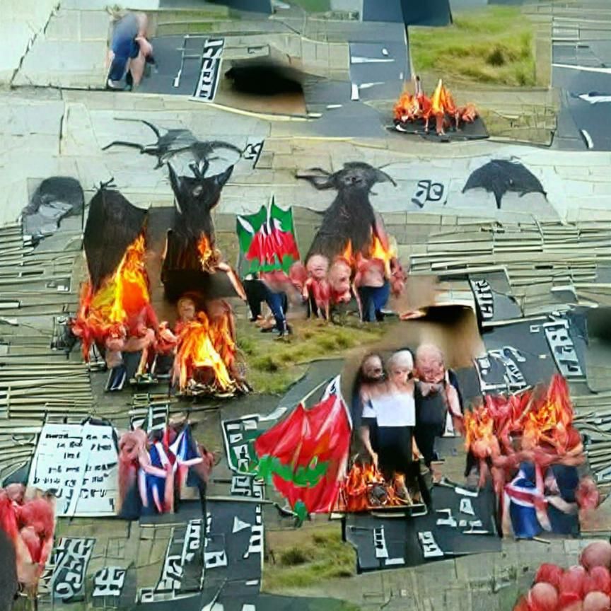 Infernal Scene of Figures Ablaze
