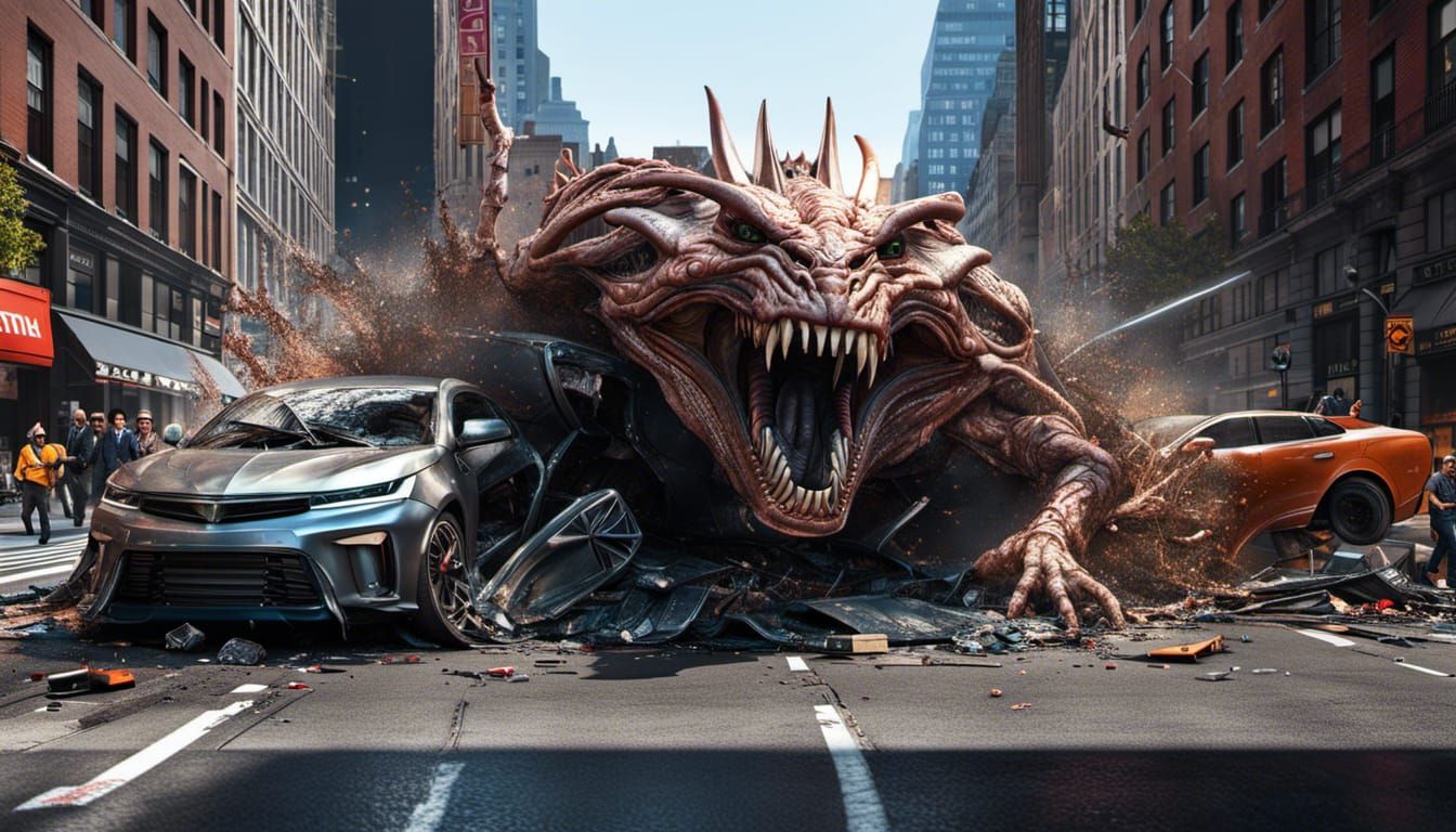 Enourmus Alien creature destroying in NYC