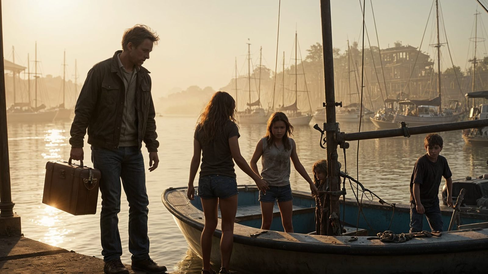 Family Loading Boat at Marina, Cinematic Shot