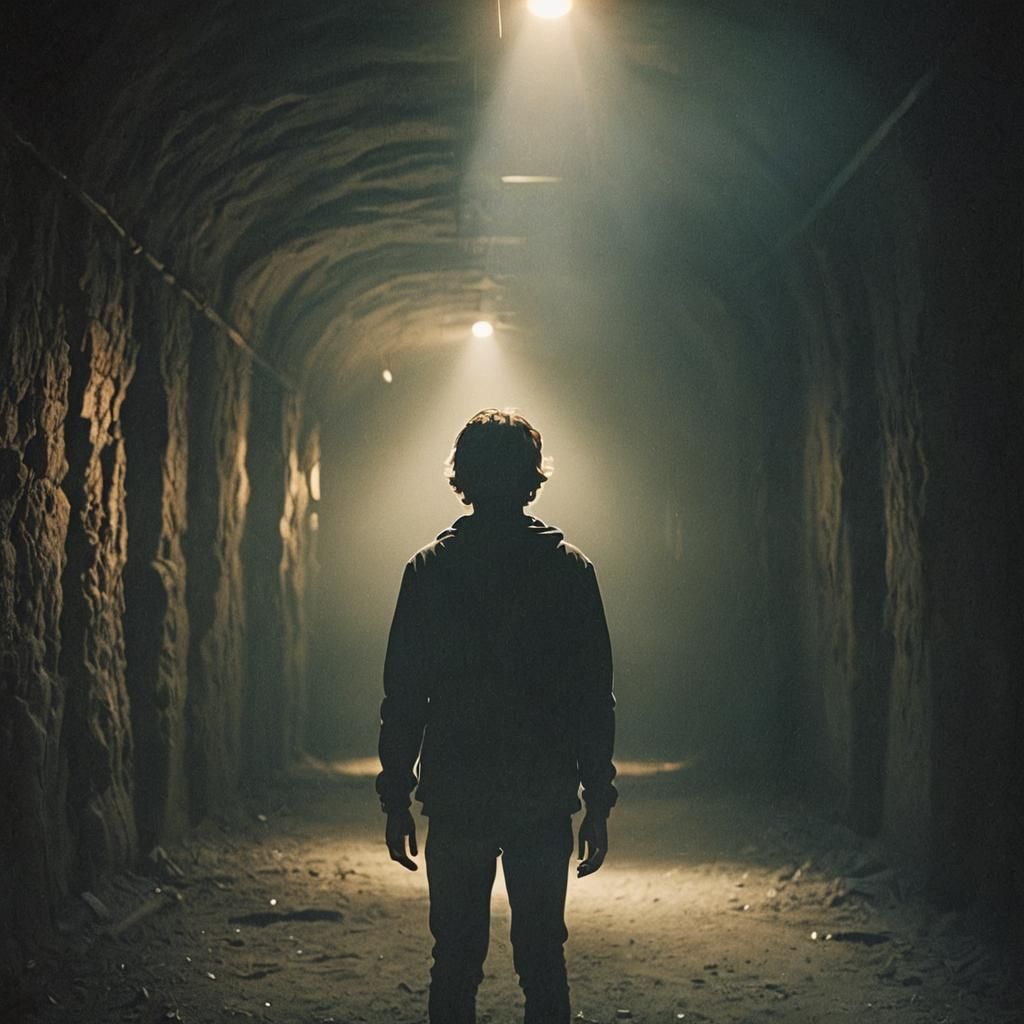 Dramatic Tunnel Silhouette in Cinematic Lighting