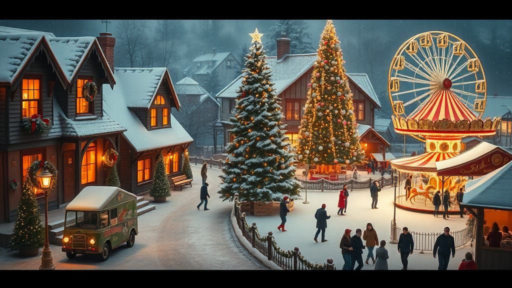 Dreamlike Christmas Scenes in Quaint Winter Wonderlands