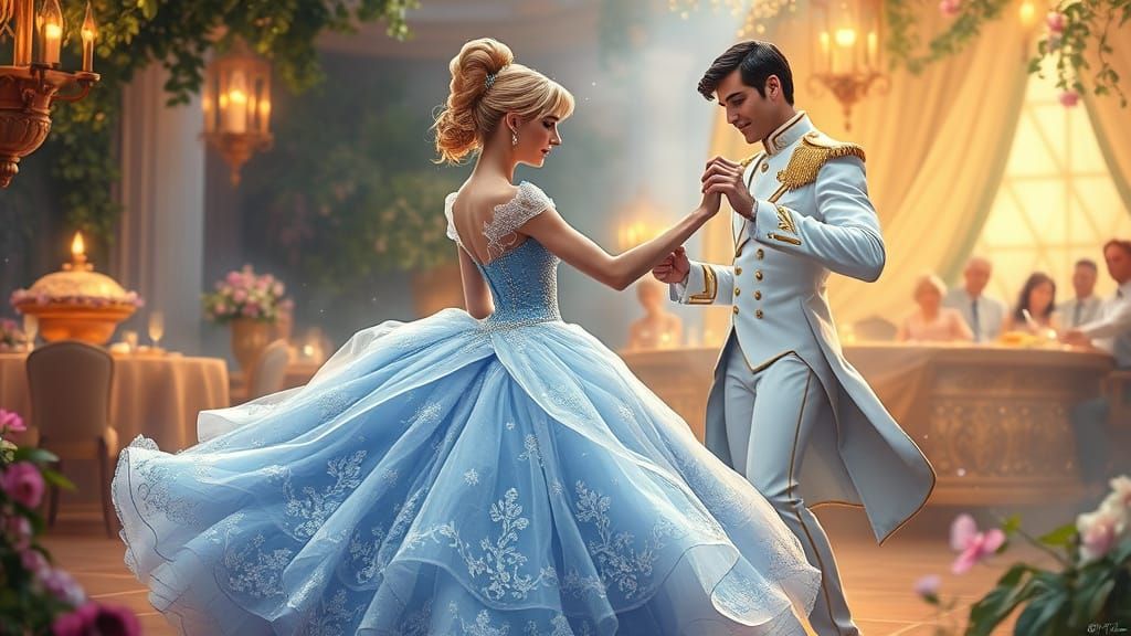 Cinderella Enchants the Royal Ball with Prince Charming