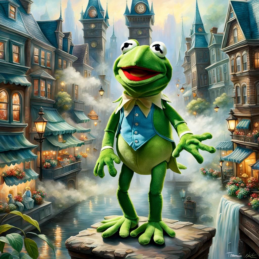 Kermit the Frog at a Big City Party