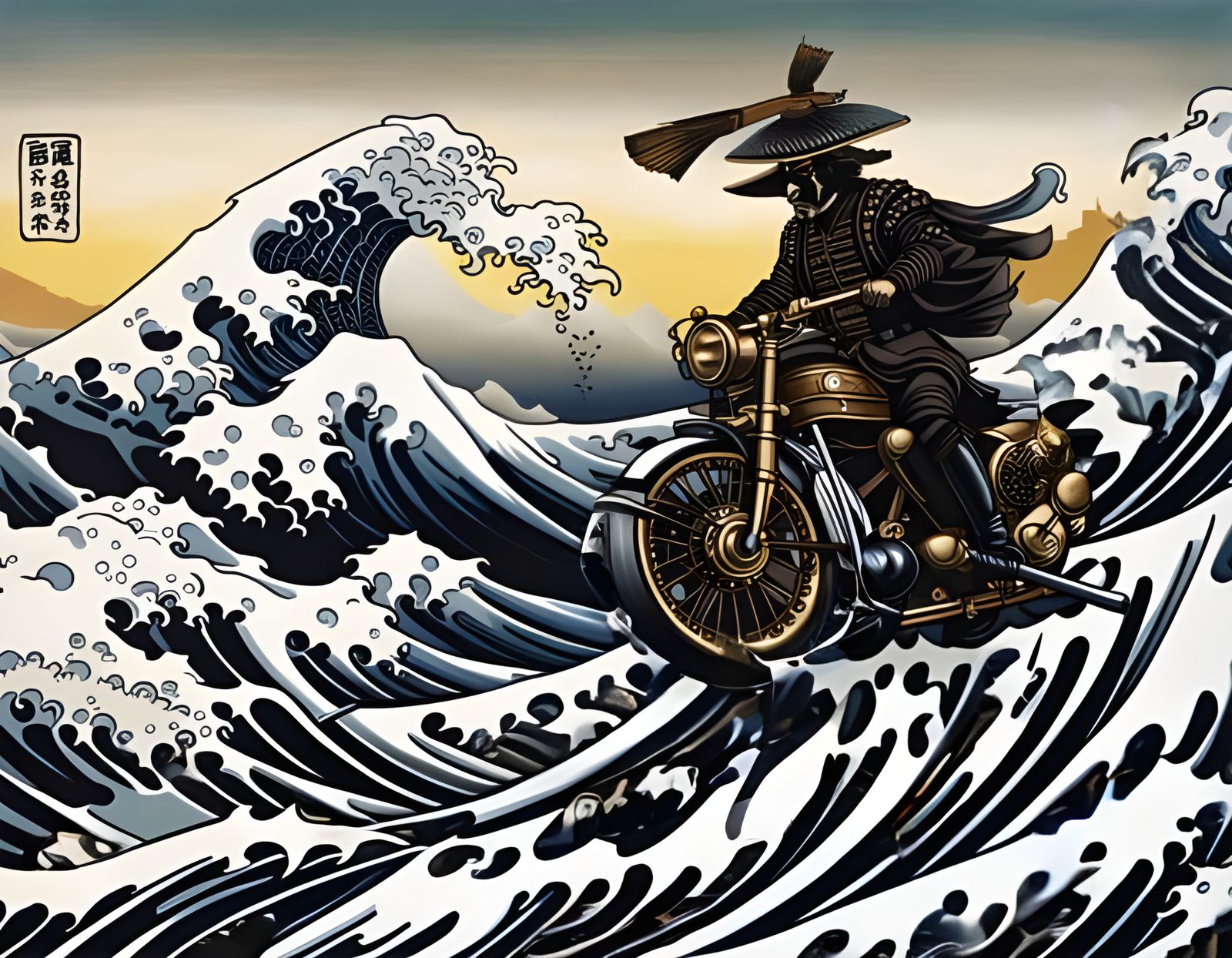 Ominous Pale Blue Wave: Ukiyo-e Art