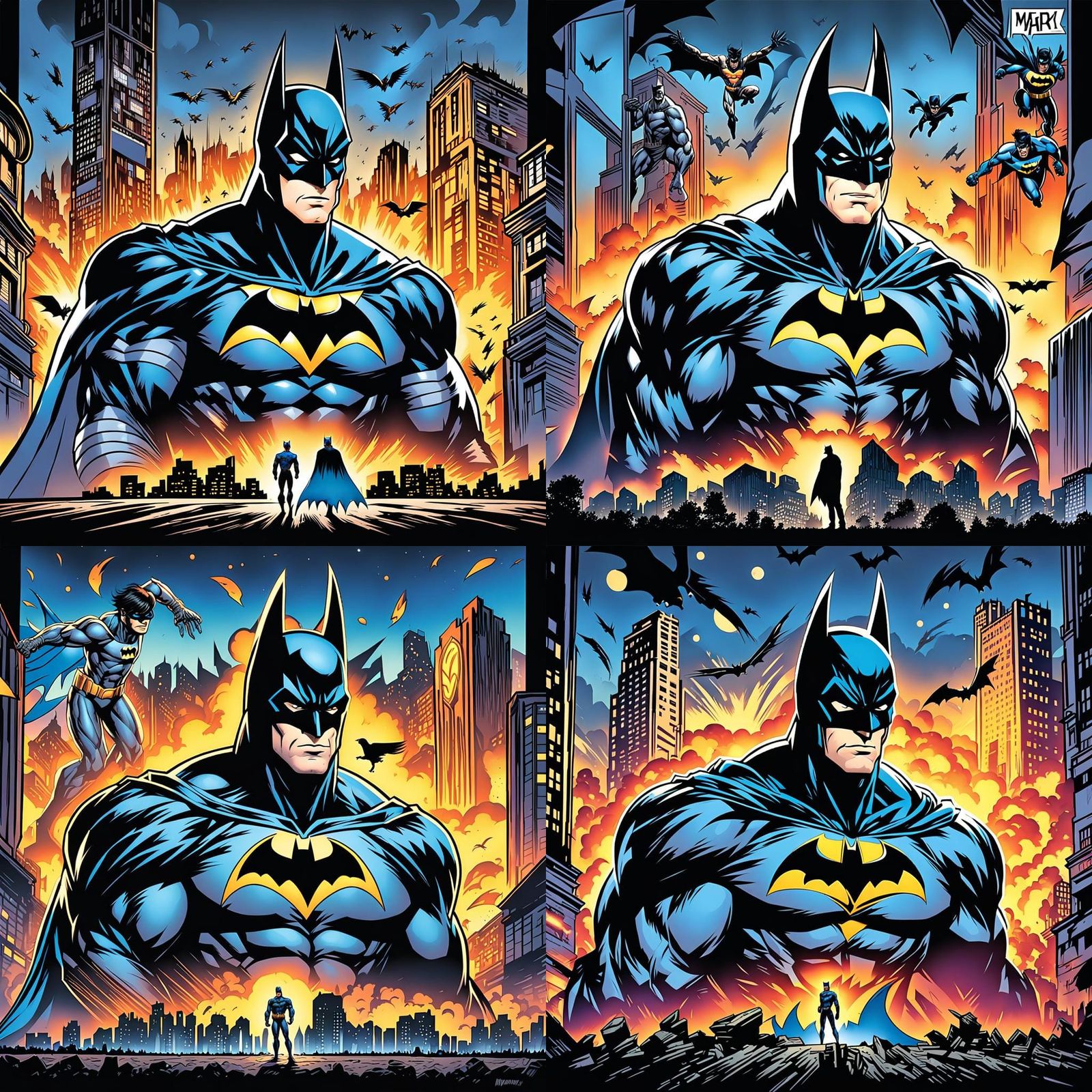 Dynamic Trio of Heroes in Epic Comic Book Art