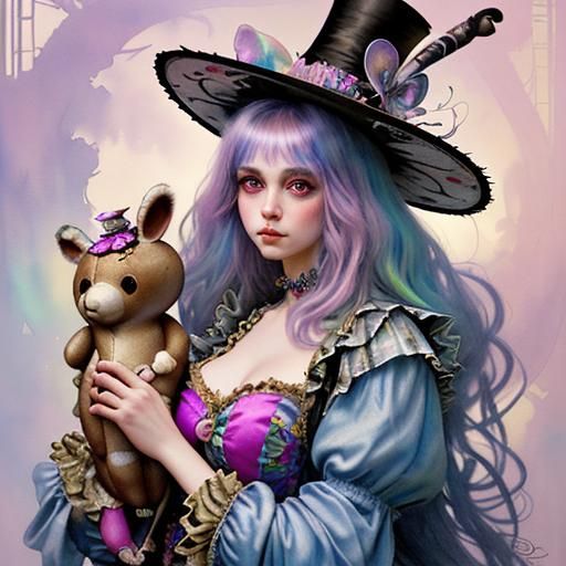 Fantastical Stuffed Animal Party in Watercolor Style