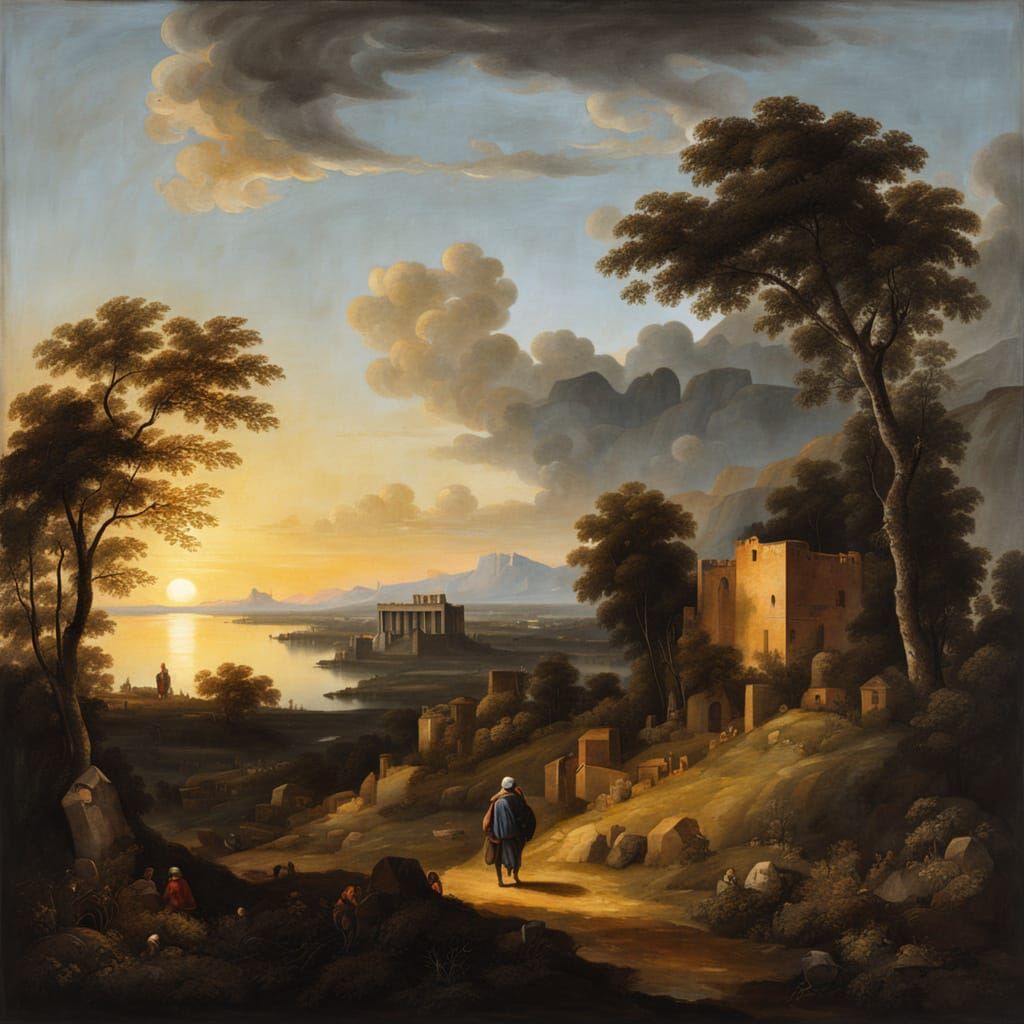 Beautiful Sunset in the Style of Dosso Dossi