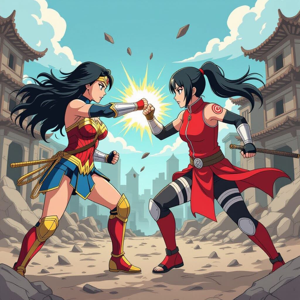 Wonder Woman and Hinata Hyuuga Clash, Kishimoto Style