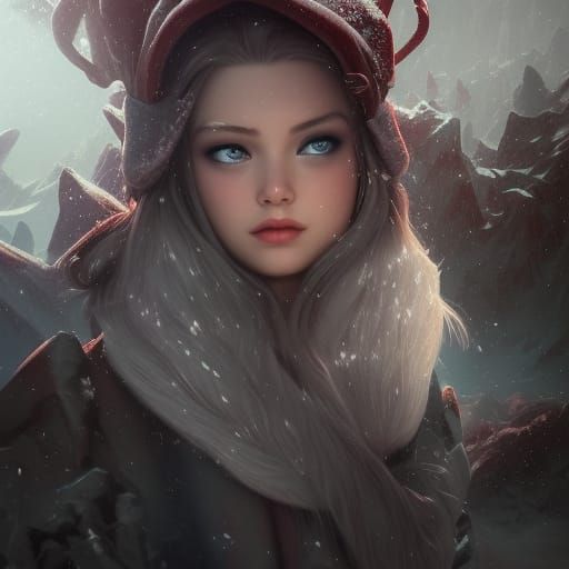 Detailed Snow Portrait in Fantasy Concept Art