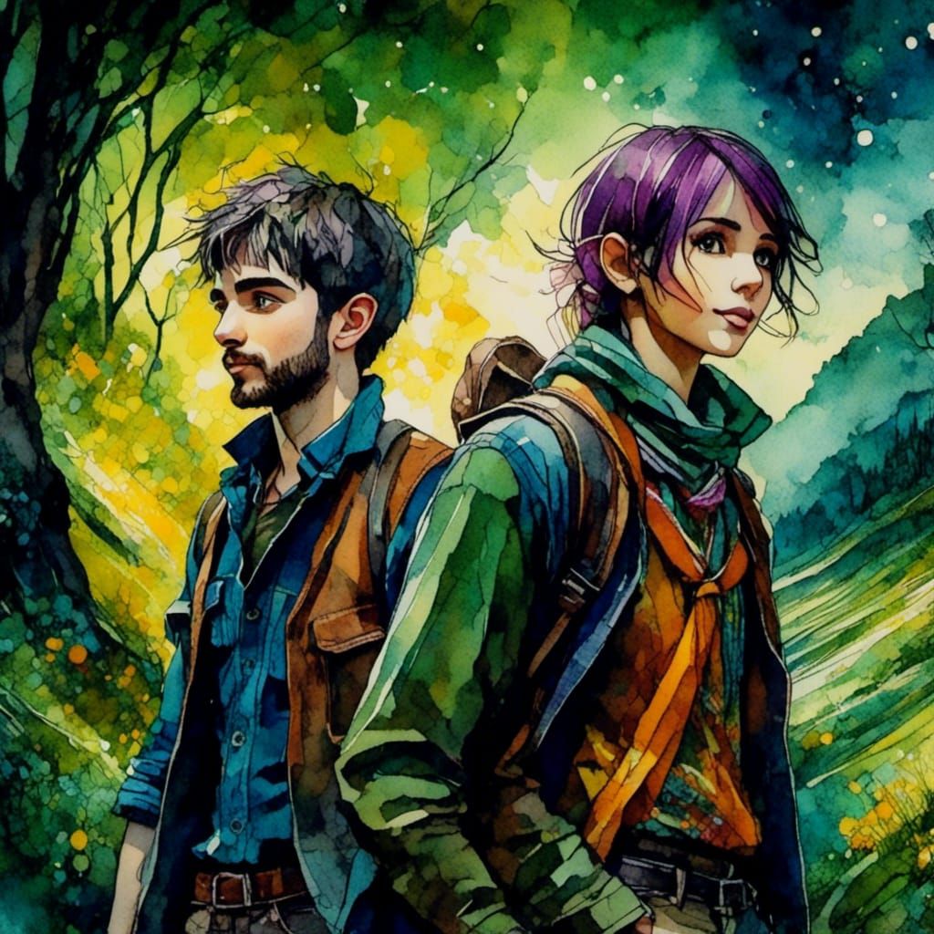 Characters Leaving the Shire in Vibranime Style