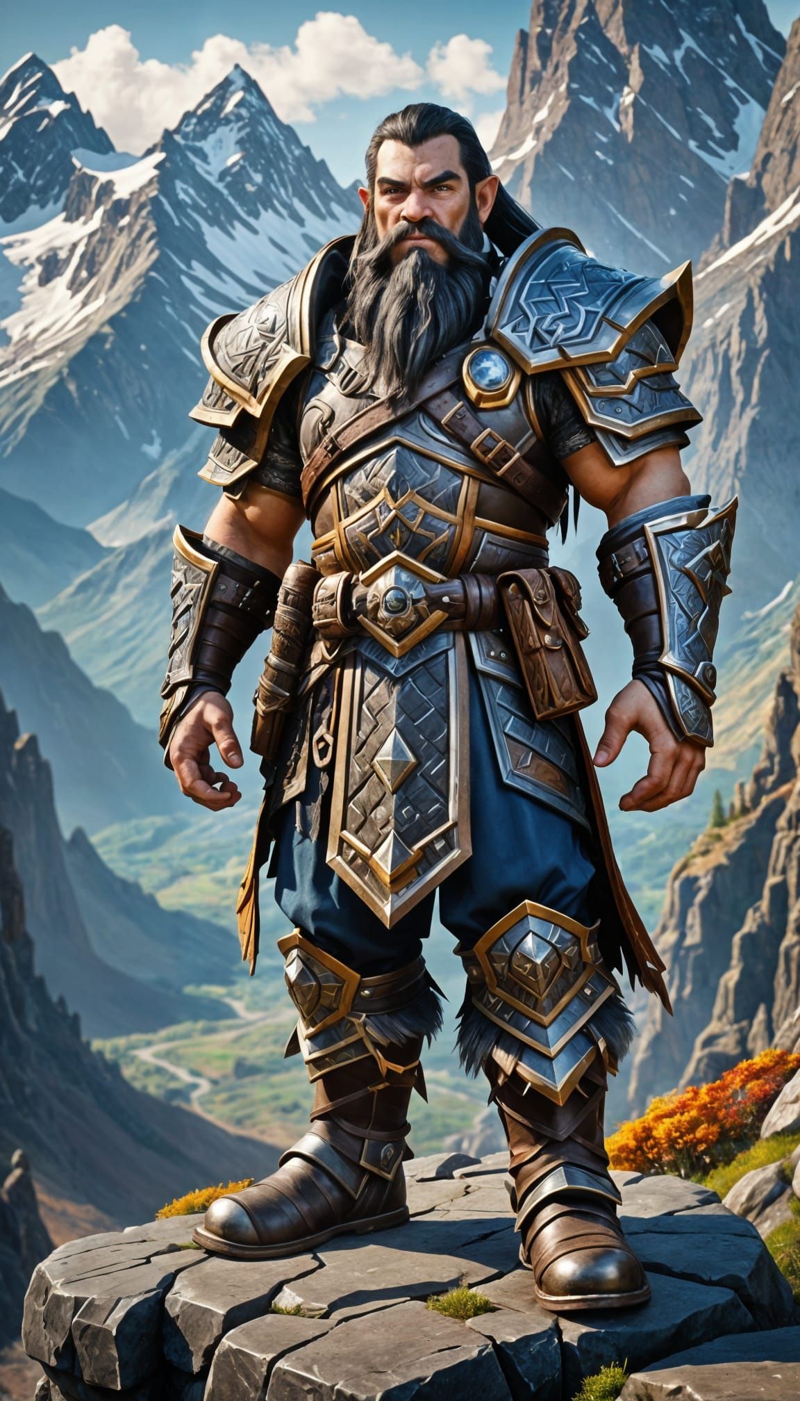 Young Warcraft Dwarf King in Heavy Armor