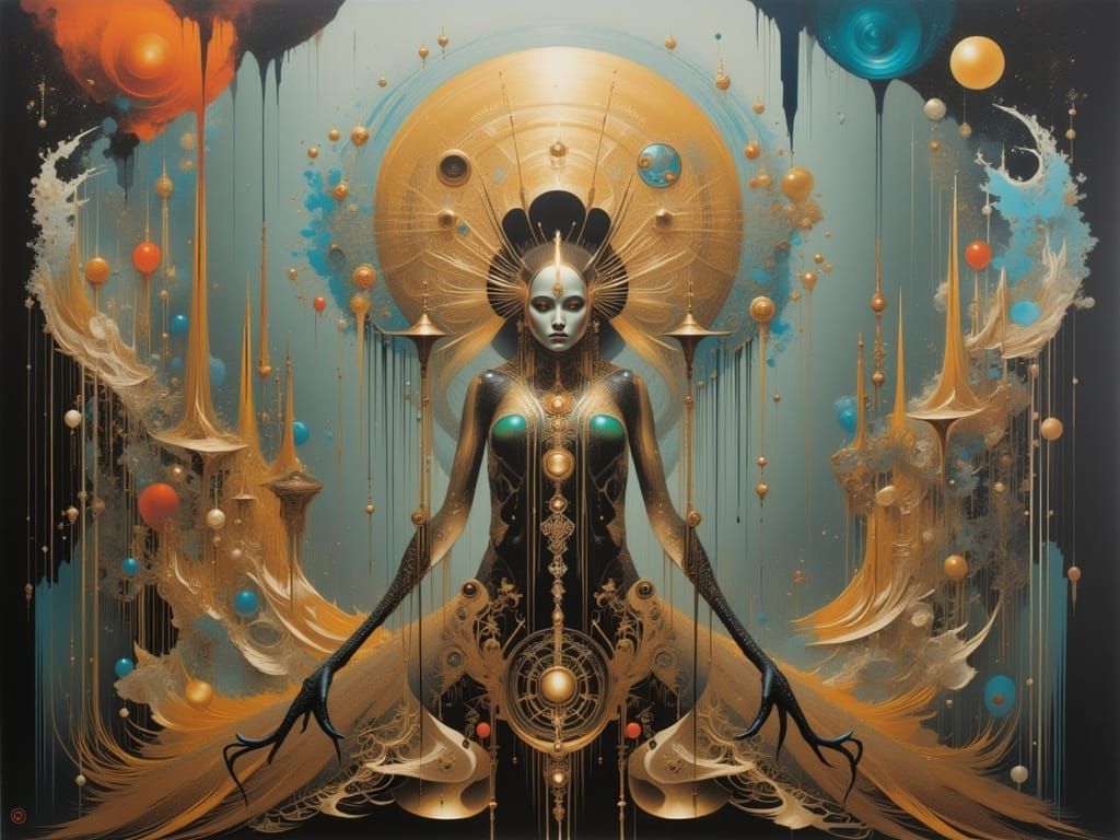 Dreamlike Figure in Bizarre Environment as Surreal Art