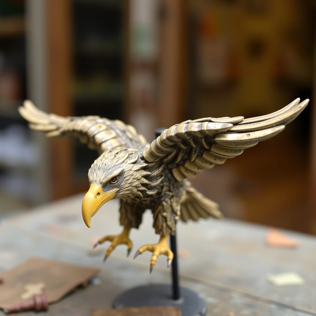 Eagle Sculpture From Salvaged Metal Parts