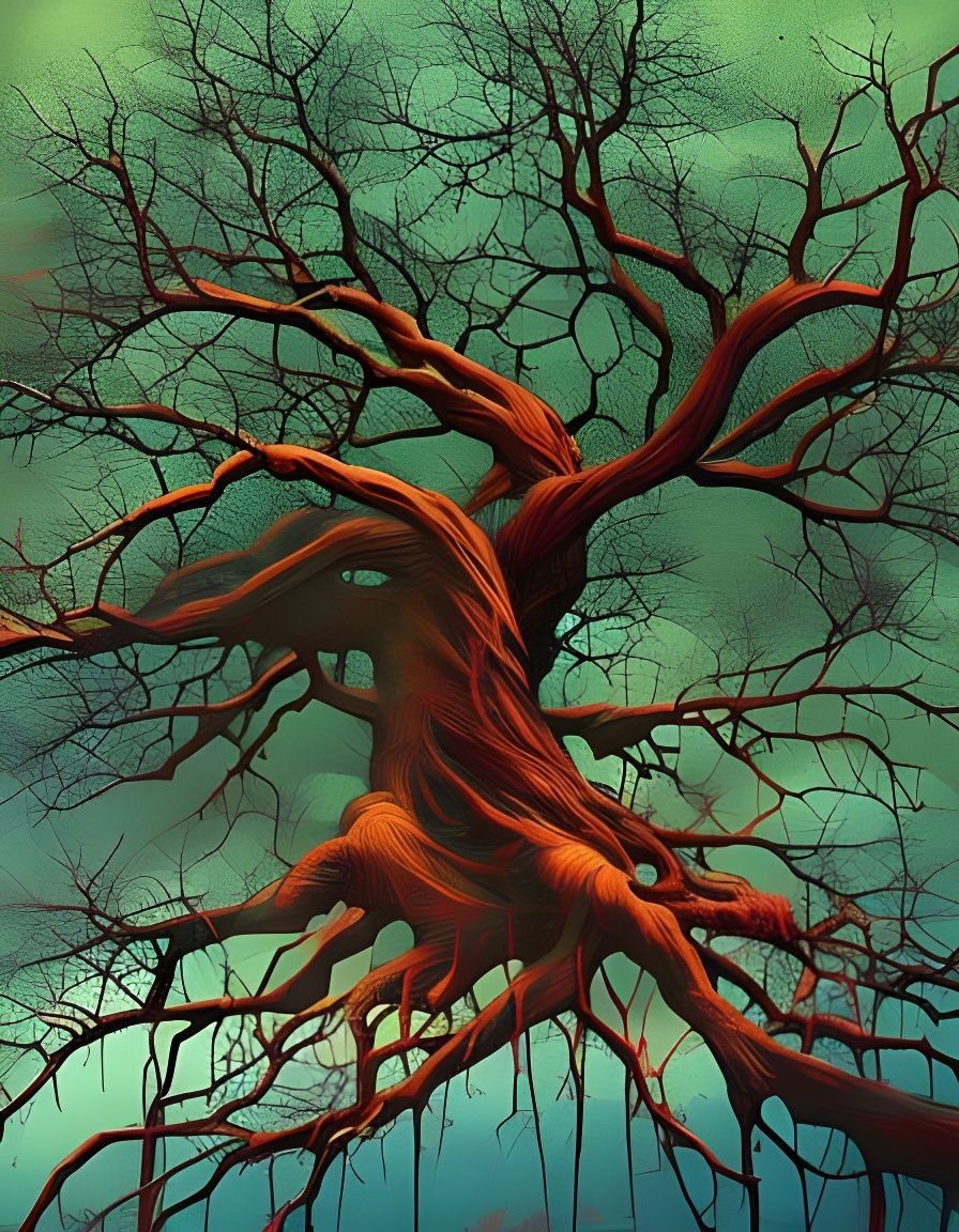 Forest Inside Leaf: Gouache and Watercolor Art