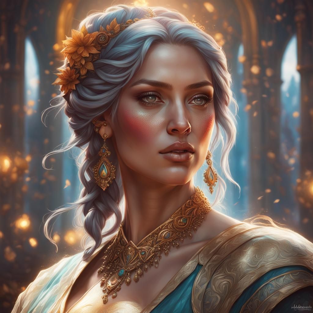 Detailed Portrait with Dynamic Lighting in Art Nouveau Style