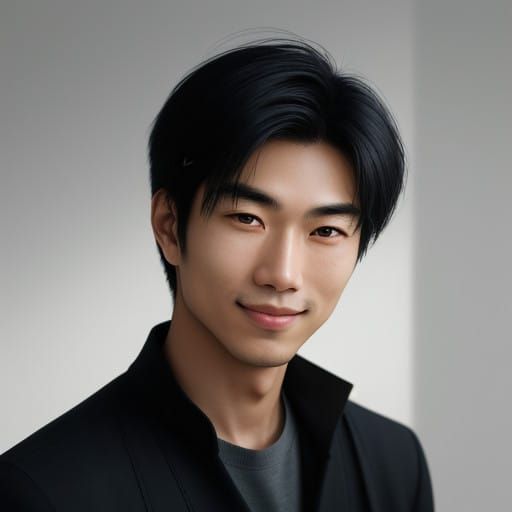 Soothing Portrait of a Young Asian Man in Contemplation