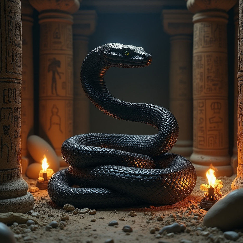 Colossal Cobra Guards Eggs in Egyptian Tomb