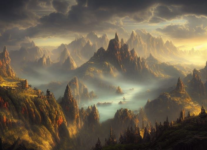 Fantasy Kingdom with Airships: Cinematic Digital Art