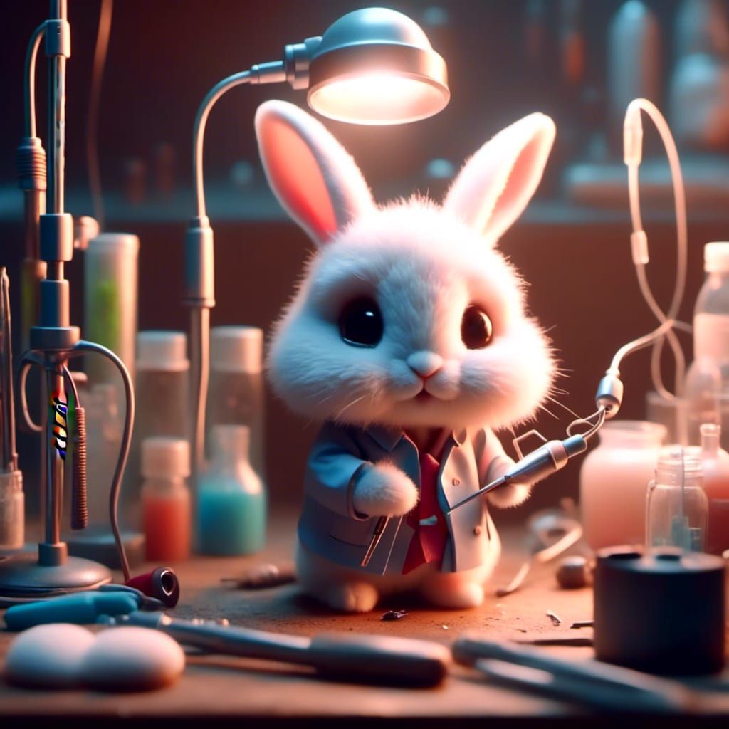 Cute Rabbit Doctor in Cozy Surgery Room