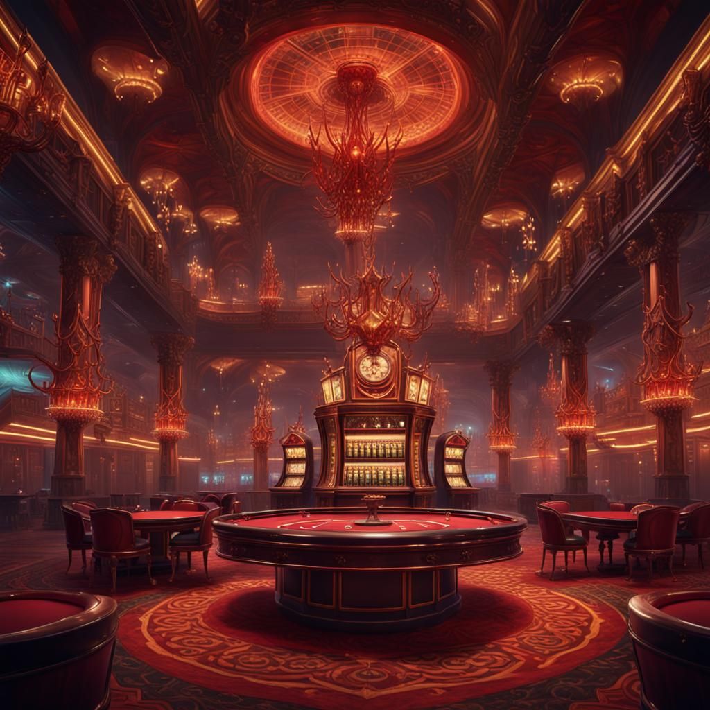 Demonic Casino: Detailed Matte Painting in Deep Color