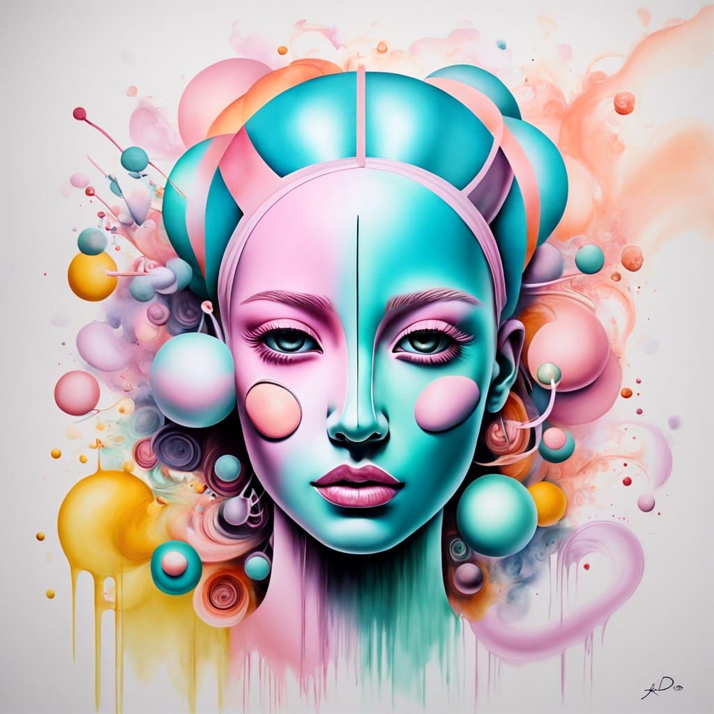 Airbrush Dadaism Portrait in Pastel Colors