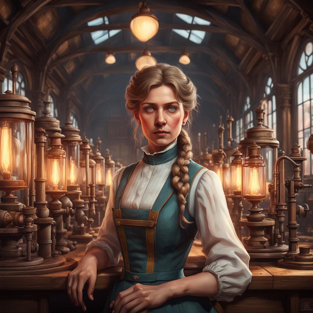 Victorian Era Female Scientist Portrait in 8K