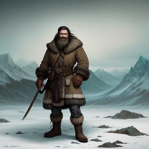 Frozen Tundra Nomad in Frazetta Style