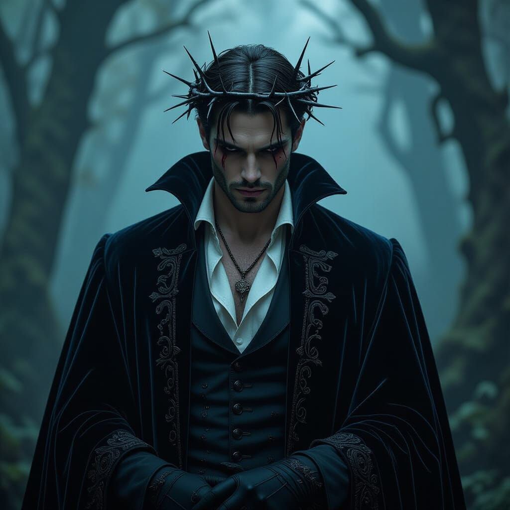 Cursed Prince in Dark Forest, Gothic Art