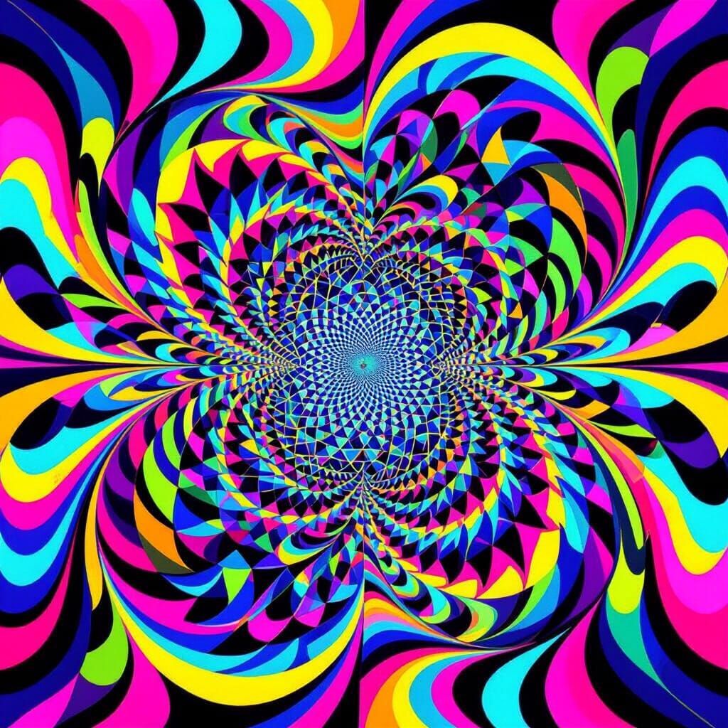 Dynamic Optical Illusion Wallpaper with Psychedelic Colors