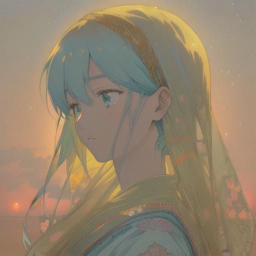 Rei Ayanami in Indian Sari, Anime Illustration