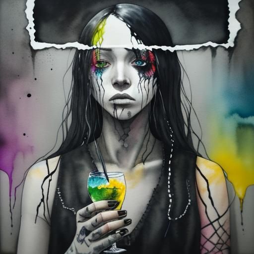 Emo Lemonade: Abstract Watercolor of Inner Turmoil